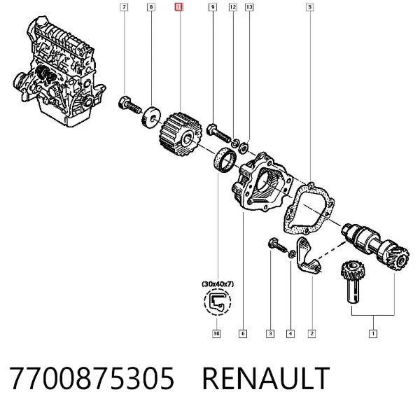 Polea correa distribución 7700875305 Renault (RVI)