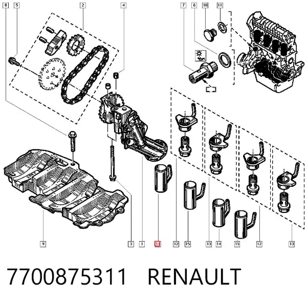 Tobera de aceite 7700875311 Renault (RVI)
