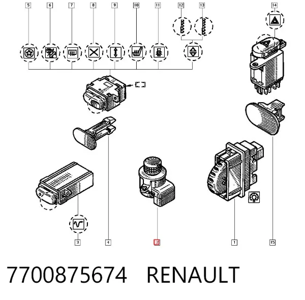 Módulo de espejos retrovisores en la puerta 7700875674 Renault (RVI)