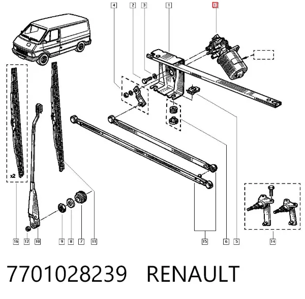 Motor limpiaparabrisas Renault Trafic I