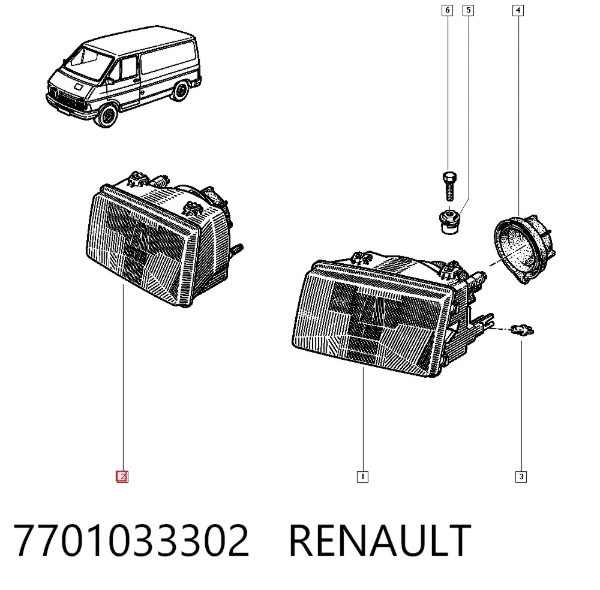 Faro derecho 7701033302 Renault (RVI)