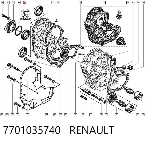 Retén, árbol de levas 7701035740 Renault (RVI)