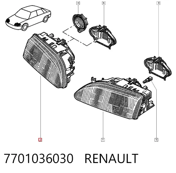Faro derecho 7701036030 Renault (RVI)