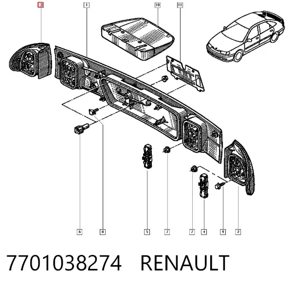 Piloto trasero derecho 7701038274 Renault (RVI)