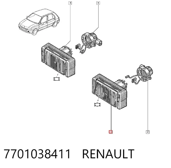 Luz antiniebla izquierdo 7701038411 Renault (RVI)