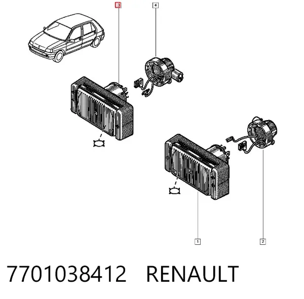 Faro antiniebla derecho 7701038412 Renault (RVI)