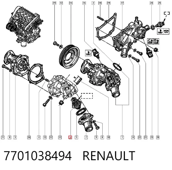 Termostato 7701038494 Renault (RVI)