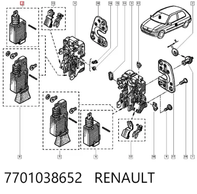 Motor de apertura/cierre de cerradura de puerta delantera RENAULT 7701038652