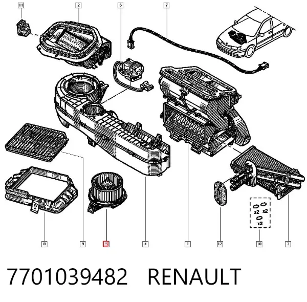 Ventilador habitáculo 7701039482 Renault (RVI)