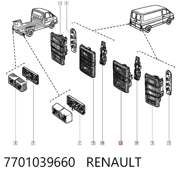 Piloto trasero derecho 7701039660 Renault (RVI)