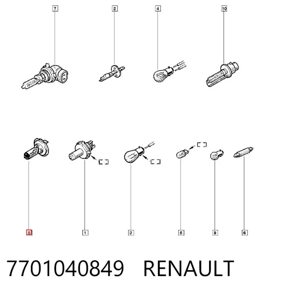 Lámpara halógena 7701040849 Renault (RVI)
