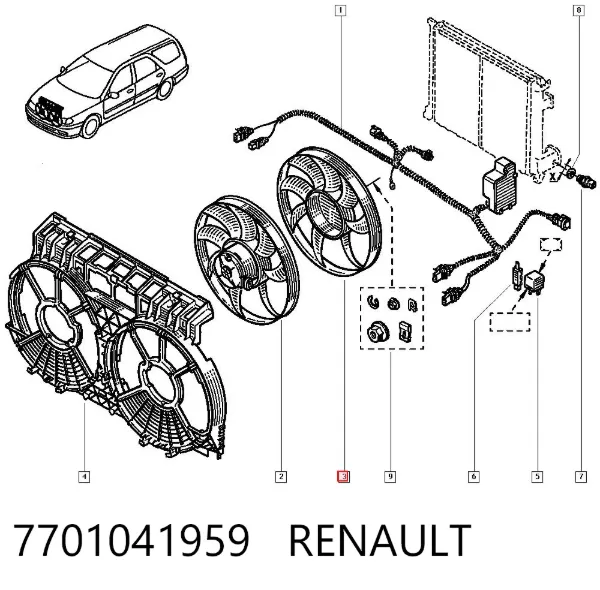Ventilador del radiador 7701041959 Renault (RVI)