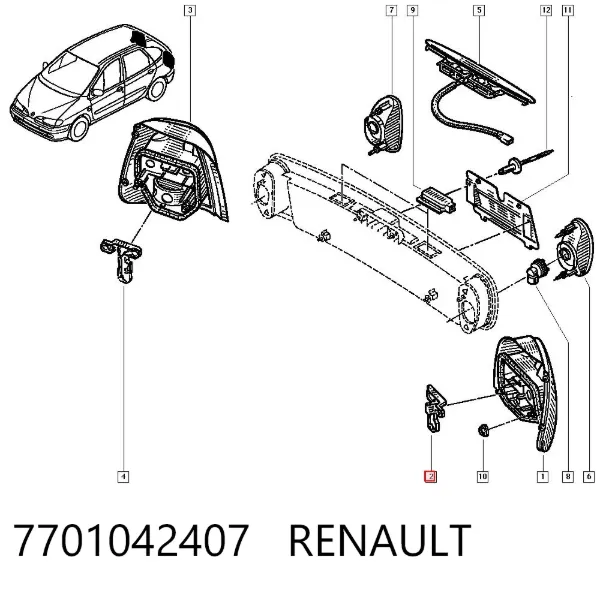 Placa de contacto de luz trasera 7701042407 Renault (RVI)