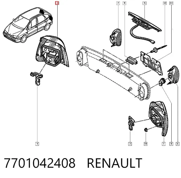 Piloto trasero derecho 7701042408 Renault (RVI)