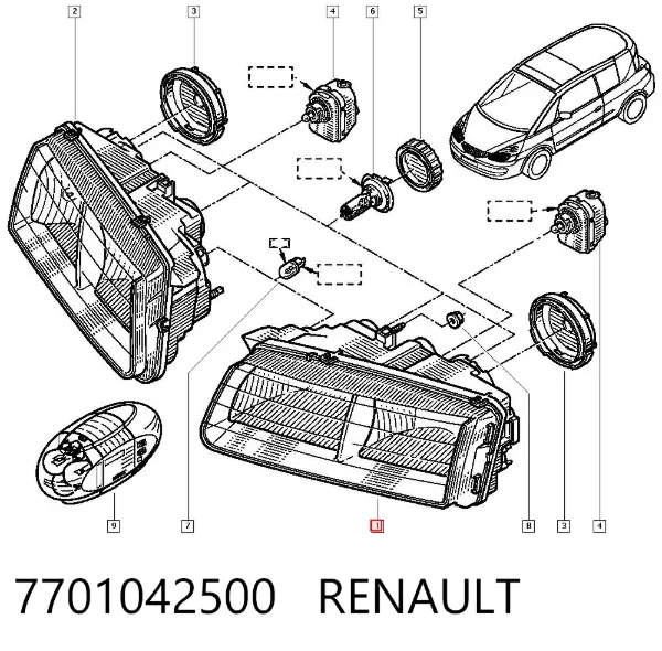 Faro izquierdo 7701042500 Renault (RVI)