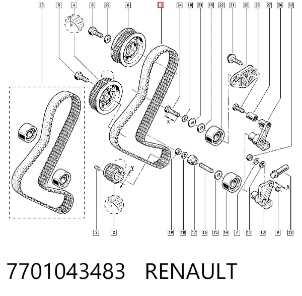 Correa distribución 7701043483 Renault (RVI)
