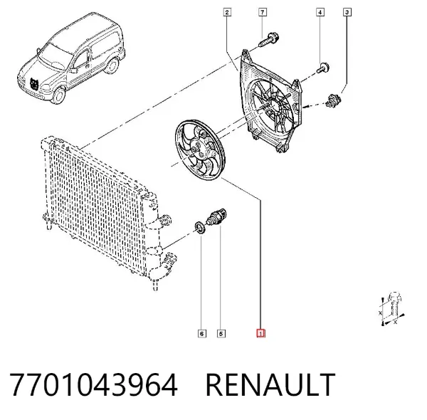 Ventilador del radiador 7701043964 Renault (RVI)