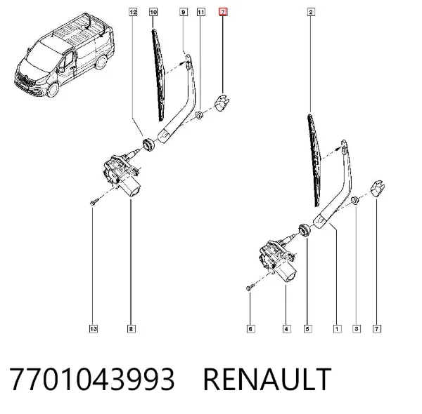 Tapa de la tuerca de fijación del brazo del limpiaparabrisas delantero 7701043993 Renault (RVI)
