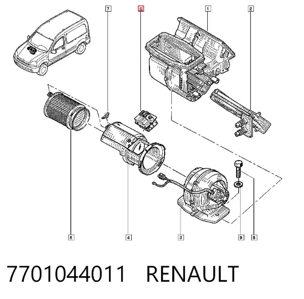 Resistencia de calefacción 7701044011 Renault (RVI)