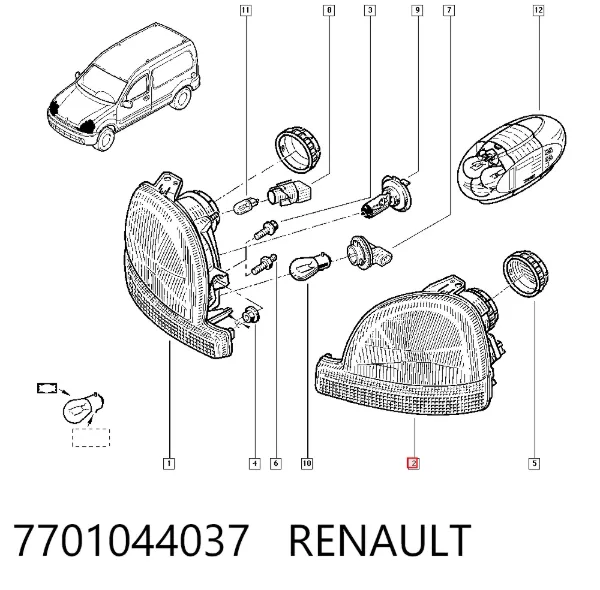 Faro izquierdo 7701044037 Renault (RVI)