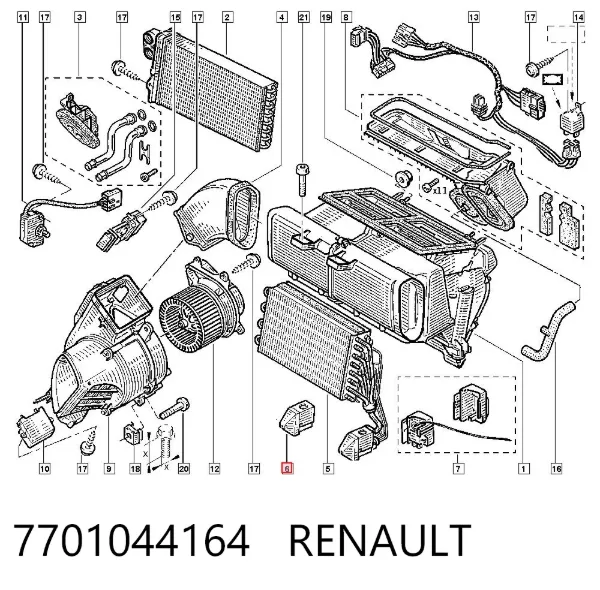 Válvula TRV del aire acondicionado 7701044164 Renault (RVI)