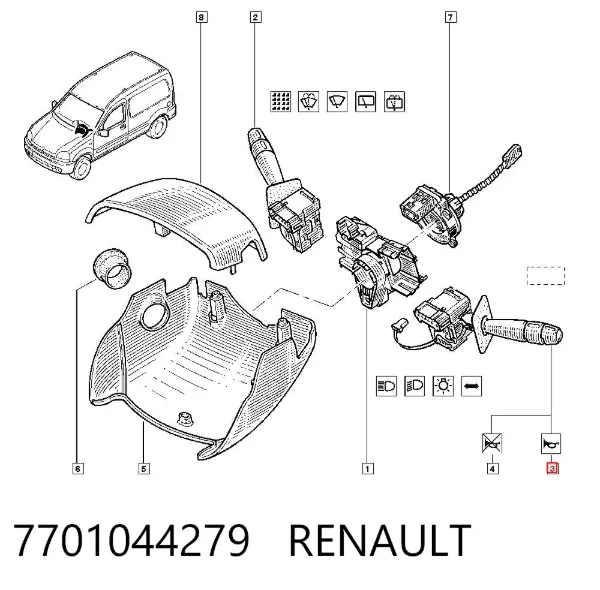 Conmutador izquierdo de la columna de dirección 7701044279 Renault (RVI)