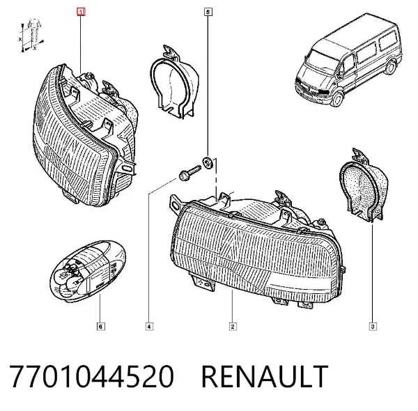 Faro derecho 7701044520 Renault (RVI)