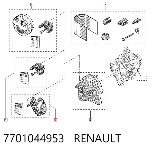 Puente de diodos, alternador 7701044953 Renault (RVI)