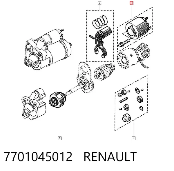 Solenoide de arranque 7701045012 Renault (RVI)