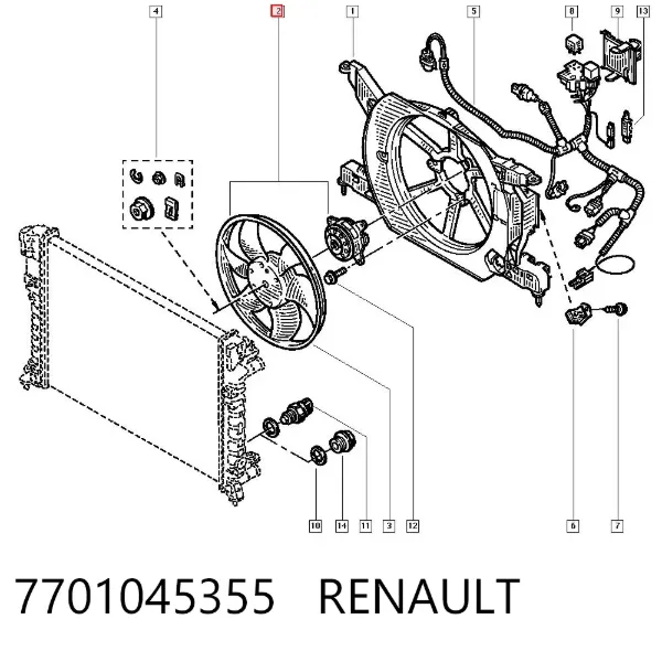 Ventilador del motor 7701045355 Renault (RVI)