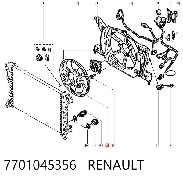 Motor ventilador del radiador 7701045356 Renault (RVI)