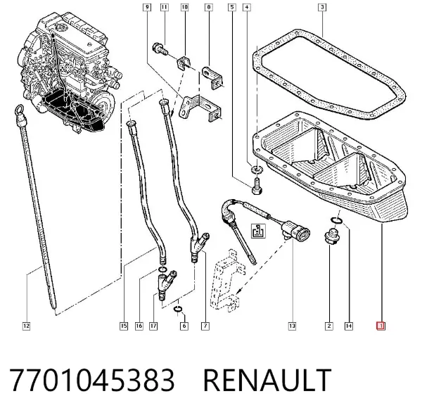 Cárter de aceite del motor 7701045383 Renault (RVI)