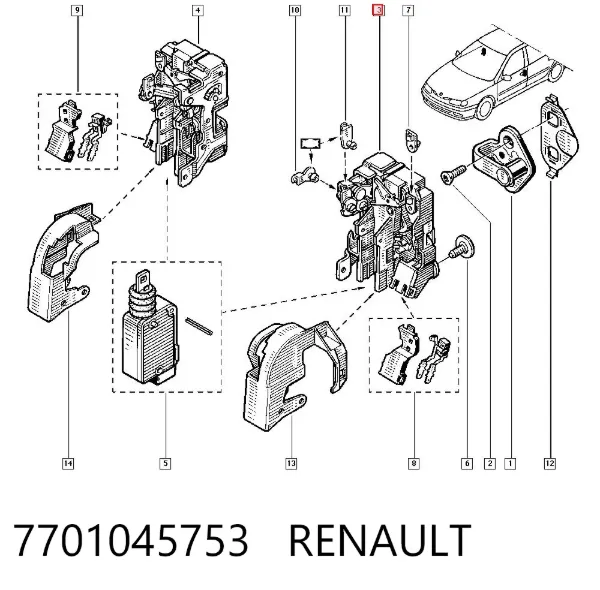 Cerradura 7701045753 Renault (RVI)