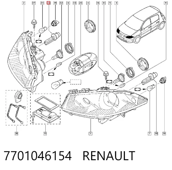 Bombilla de xenón 7701046154 Renault (RVI)