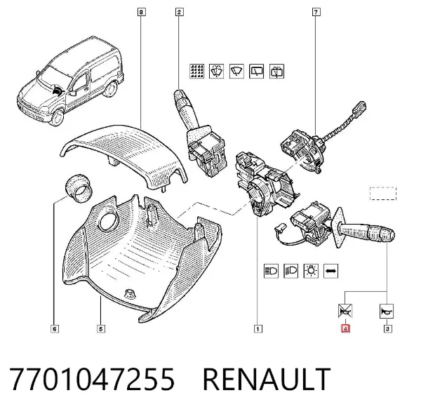 Conmutador izquierdo de la columna de dirección 7701047255 Renault (RVI)