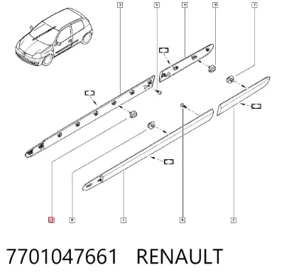Clip de fijación de moldura de puerta RENAULT 7701047661