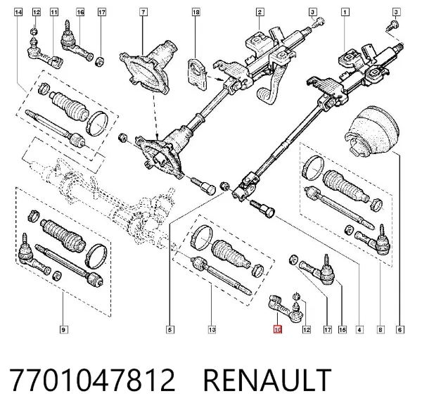Rótula barra de dirección 7701047812 Renault (RVI)