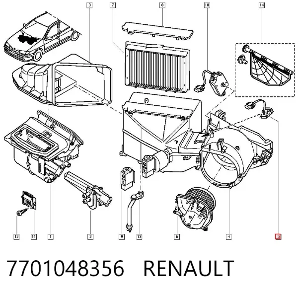 Resistencia de calefacción 7701048356 Renault (RVI)