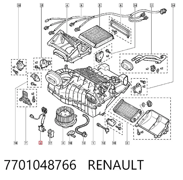 Resistencia de calefacción 7701048766 Renault (RVI)