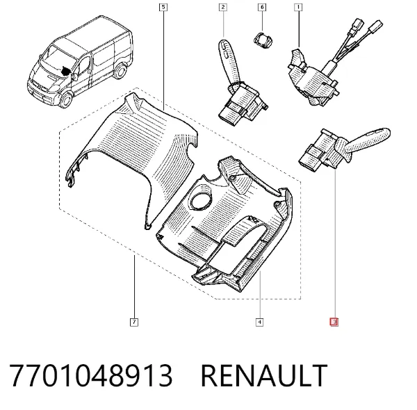 Conmutador izquierdo de la columna de dirección 7701048913 Renault (RVI)