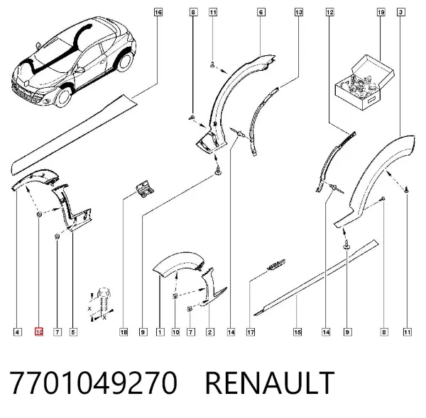 Clip de fijación de moldura de puerta 7701049270 Renault (RVI)