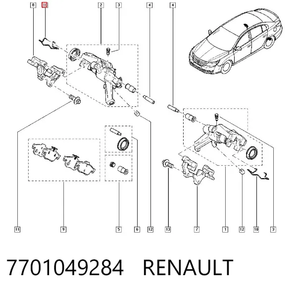 Resorte de retención de la pinza de freno 7701049284 Renault (RVI)