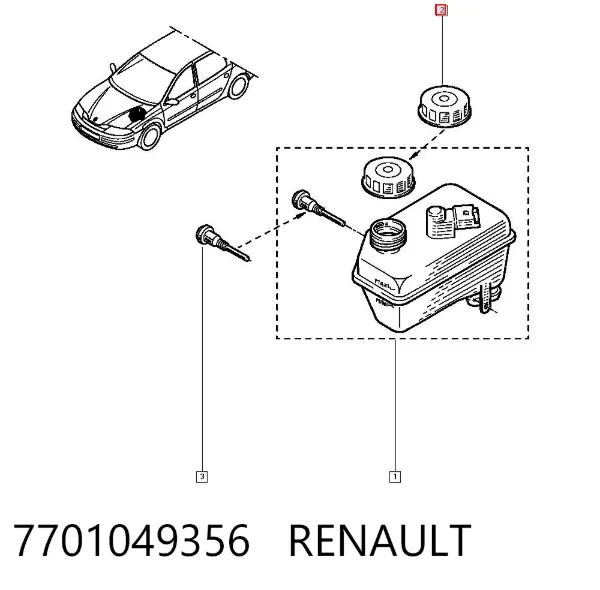 Tapa del depósito del cilindro maestro de freno 7701049356 Renault (RVI)