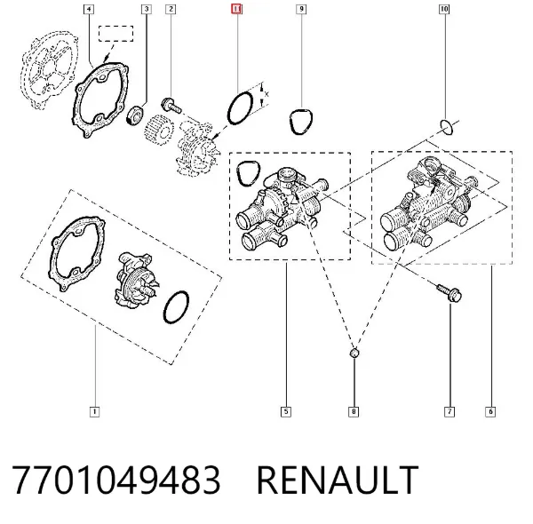 Junta de bomba de agua 7701049483 Renault (RVI)