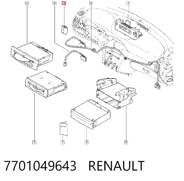Interruptor de la columna de dirección para control de audio 7701049643 Renault (RVI)