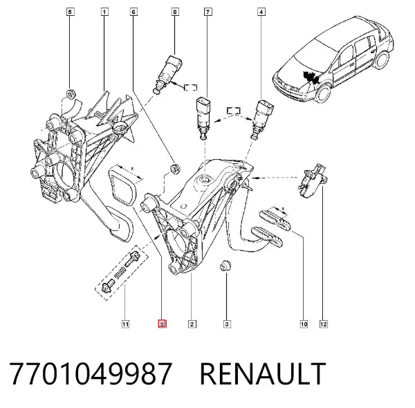Cubierta de pedal de freno de estacionamiento 7701049987 Renault (RVI)