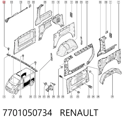 Clip de fijación de revestimiento de puerta RENAULT 7701050734