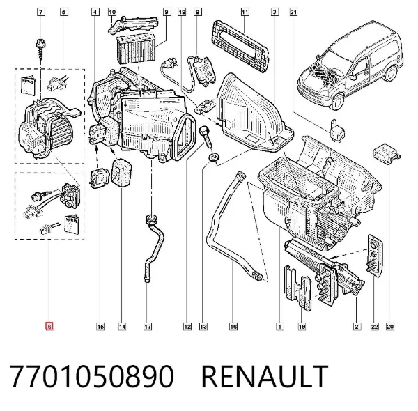 Resistencia de calefacción 7701050890 Renault (RVI)