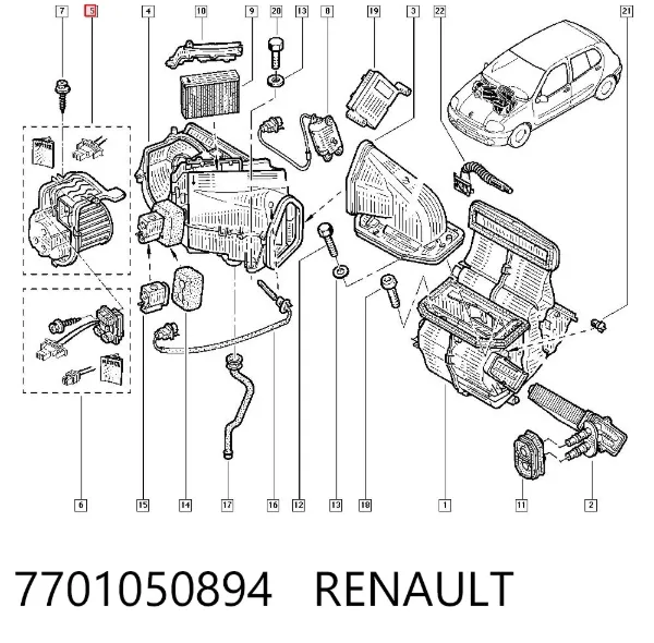 Ventilador habitáculo 7701050894 Renault (RVI)