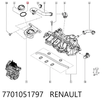 Junta de tapa del tubo de llenado de aceite RENAULT 7701051797